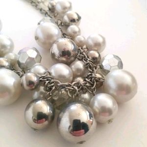 Dressbarn Statement Necklace in Silver & White